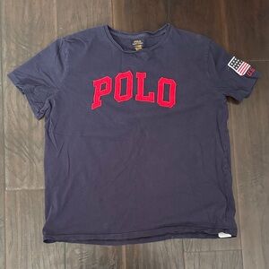 Polo by Ralph Lauren Navy Blue T-Shirt with Red Logo